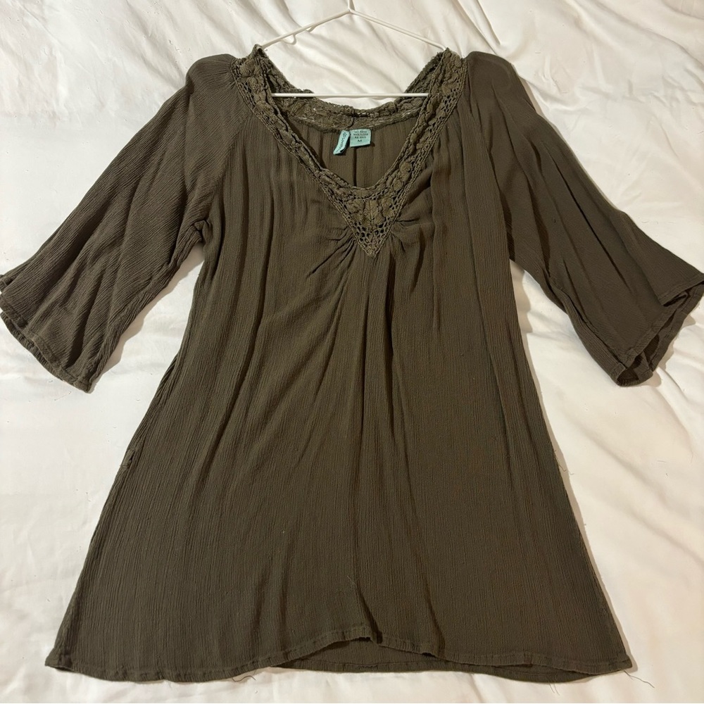 Brown Flowy Lace Top